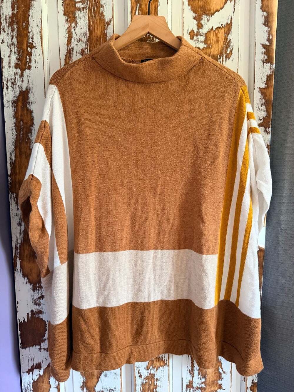 Talbots Striped Mock Neck Sweater Poncho Size Small